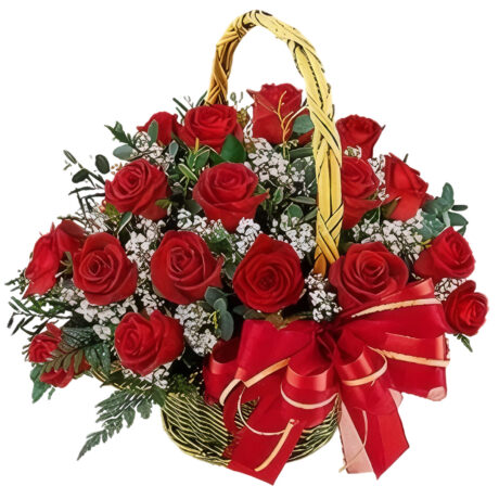 Passion Valentines Day Flowers Red Roses Basket