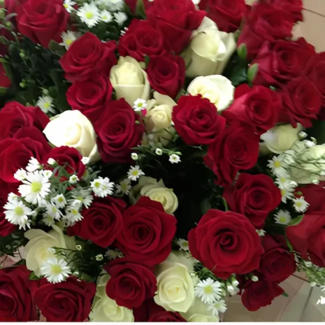 50 Red Roses - Red Heart - Valentines Day Flowers
