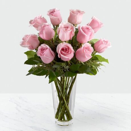 Dozen Pink Roses Sweet Avalanche Bouquet
